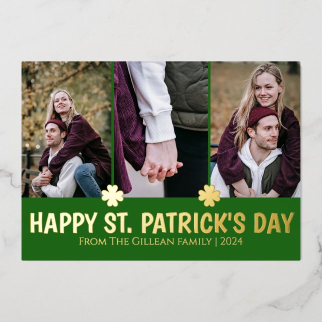 Carte De Vœux En Aluminium Simple St. patrick's day Famille Shamrock 3 photo (Recto)