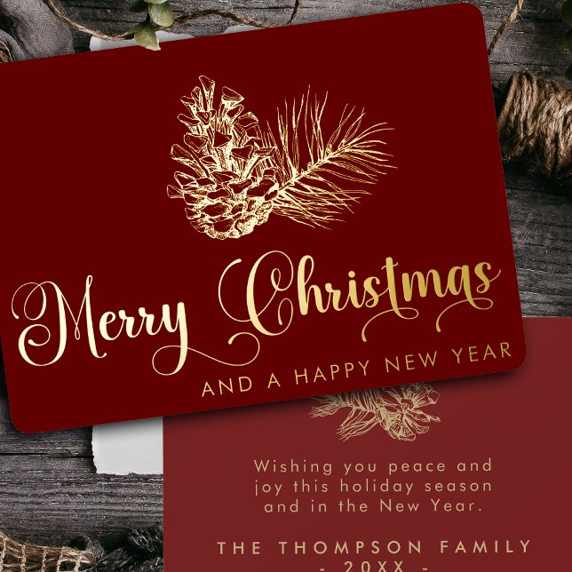 Carte De Vœux En Aluminium Simple stylé Botanique Joyeux Noël Script (Créateur téléchargé)