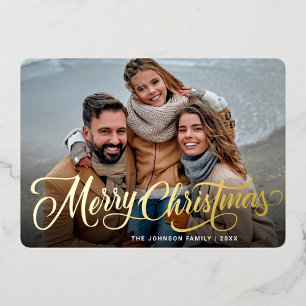 Carte De Vœux En Aluminium Simplement Élégant Sparkant Christmas PHOTO Gold
