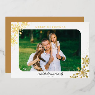 Carte De Vœux En Aluminium Snowflakes de Noël Horizontal Photo Gold