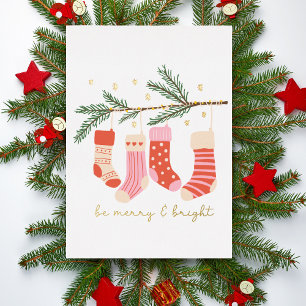 Carte De Vœux En Aluminium Soyez Joyeux et brillants Noël rouge et blanc