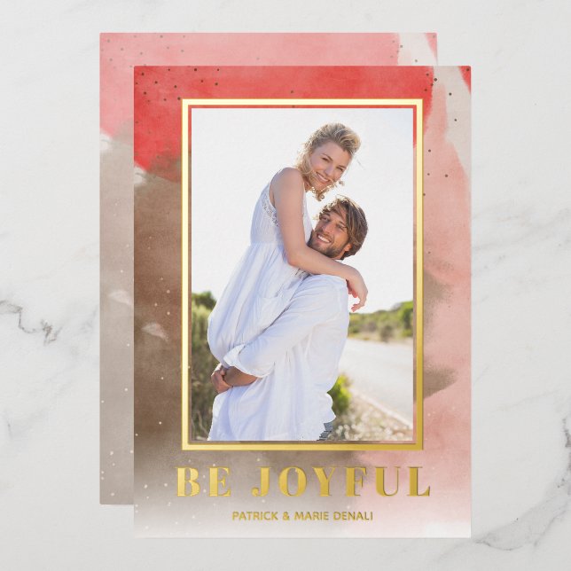 Carte De Vœux En Aluminium Soyez Joyeux Photo Gold (Recto/Verso)