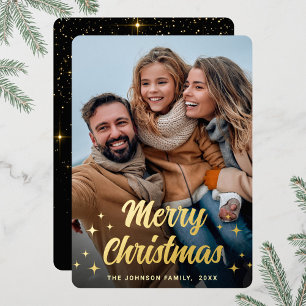 Carte De Vœux En Aluminium Sparkel Joyeux Noël PHOTO de voeux Or