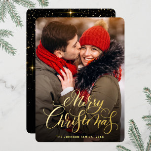Carte De Vœux En Aluminium Sparkel Joyeux Noël PHOTO de voeux Or