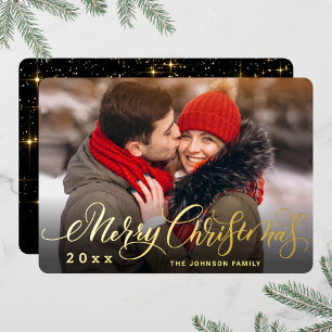 Carte De Vœux En Aluminium Sparkel Joyeux Noël PHOTO de voeux Or