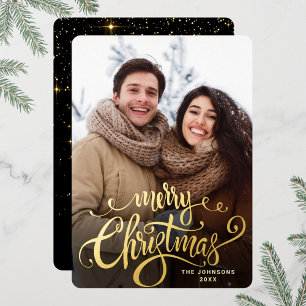 Carte De Vœux En Aluminium Sparkel Joyeux Noël PHOTO de voeux Or