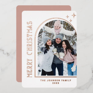 Carte De Vœux En Aluminium Sparkel moderne PHOTO de Noël Salutation or