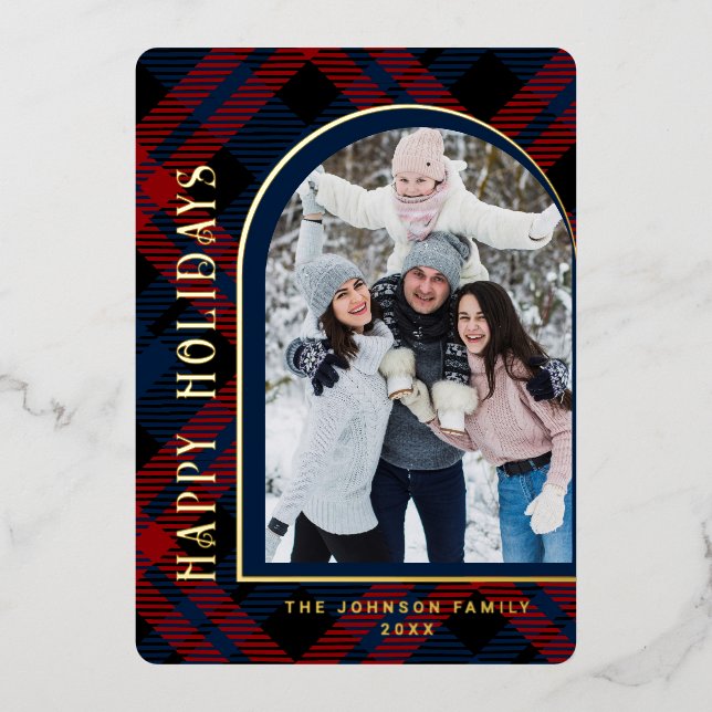 Carte De Vœux En Aluminium Sparkel moderne PHOTO de Noël Salutation or (Recto)