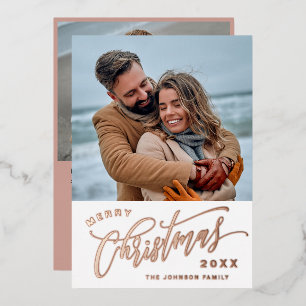 Carte De Vœux En Aluminium Sparkel Noël 2 PHOTO Rose Gold