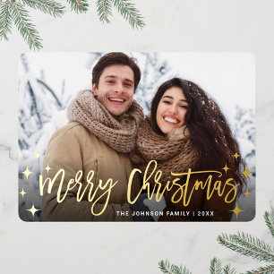 Carte De Vœux En Aluminium Sparkel Noël PHOTO Salutation or