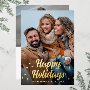 Carte De Vœux En Aluminium Sparkle Joyeux Noël 2 PHOTO Salutation or