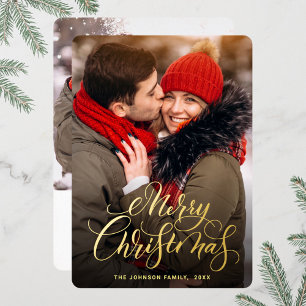 Carte De Vœux En Aluminium Sparkle Joyeux Noël 2 PHOTO Salutation or