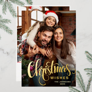 Carte De Vœux En Aluminium Sparkle Joyeux Noël 4 PHOTO Salutation or