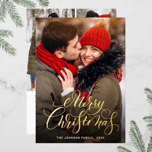 Carte De Vœux En Aluminium Sparkle Joyeux Noël 4 PHOTO Salutation or