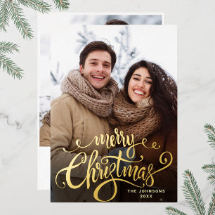 Carte De Vœux En Aluminium Sparkle Joyeux Noël 4 PHOTO Salutation or