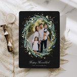 Carte De Vœux En Aluminium Starry Laurel | Hanoukka Photo<br><div class="desc">Envoyez vos salutations Hanoukka à vos amis et votre famille dans le style chic avec nos élégants cartes photos. Votre image préférée, orientée vers la verticale ou le portrait, est encadrée par une couronne de laurier ovale d'eucalyptus vert à l'aquarelle sur un riche arrière - plan noir accentué d'étoiles de...</div>