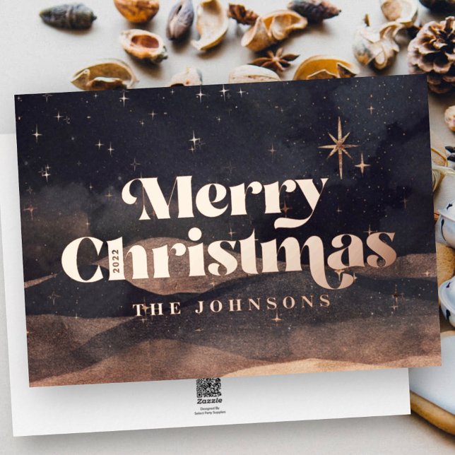 Carte De Vœux En Aluminium Starry Night Winter Sky Moderne Élégant Chic (Créateur téléchargé)