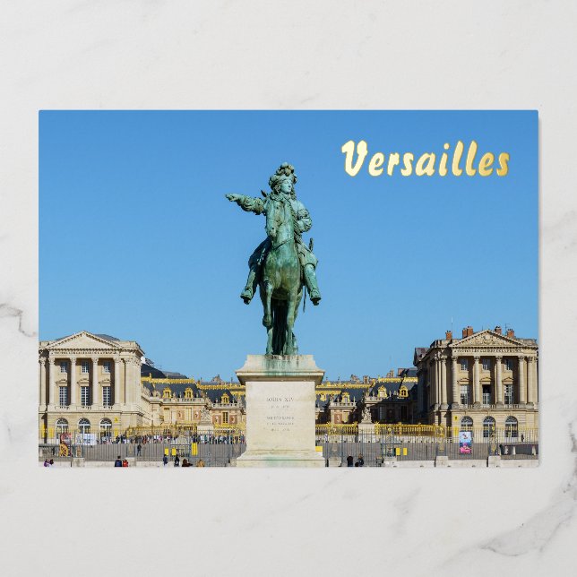 Carte De Vœux En Aluminium Statue équestre de Louis XIV à Versailles (Recto)