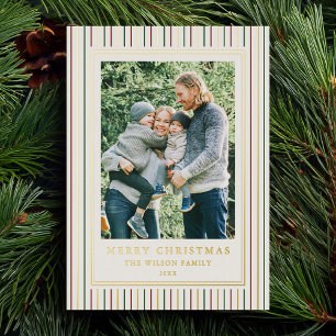 Carte De Vœux En Aluminium Stripes de Noël une photo