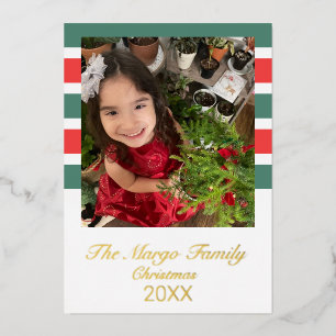 Carte De Vœux En Aluminium Stripes Joyeux Noël Photo Pressé 