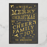 Carte De Vœux En Aluminium Style Chalkboard vintage Noël non photo<br><div class="desc">Partagez les bonnes nouvelles de la joie de Noël cette année avec une vraie carte brillante en papier d'aluminium dans le style du restaurant vintage et du café tableau de bord. Personnalisez facilement l'année et le nom sur le devant et tout le texte personnalisé sur le dos pour faire de...</div>