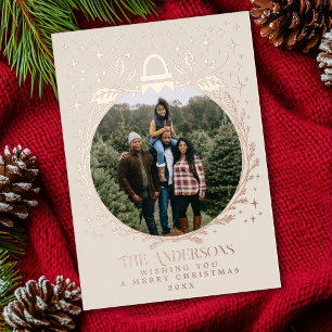 Carte De Vœux En Aluminium Style Noël Foliage Ornament Photo