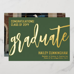 Carte De Vœux En Aluminium Stylish Typographie Graduation Photo Foil Card