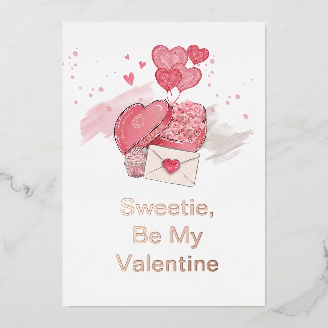 Carte De Vœux En Aluminium Sweetie Be My Valentine | Saint Valentin (Recto)