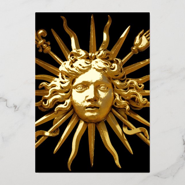 Carte De Vœux En Aluminium Symbole de Louis XIV le Roi Soleil (Recto)