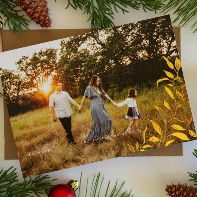 Carte De Vœux En Aluminium Tellement de Joy Gold Foil Noël Foliage Photo (Créateur téléchargé)