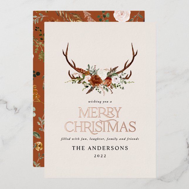 Carte De Vœux En Aluminium Terrasse en terre cuite noire élégante botanique c (Recto/Verso)