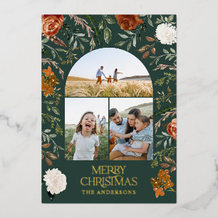 Carte De Vœux En Aluminium Terre cuite verte 3 photo botanique élégant arc de