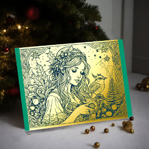 Carte De Vœux En Aluminium Tes couleurs Foil femme Noël