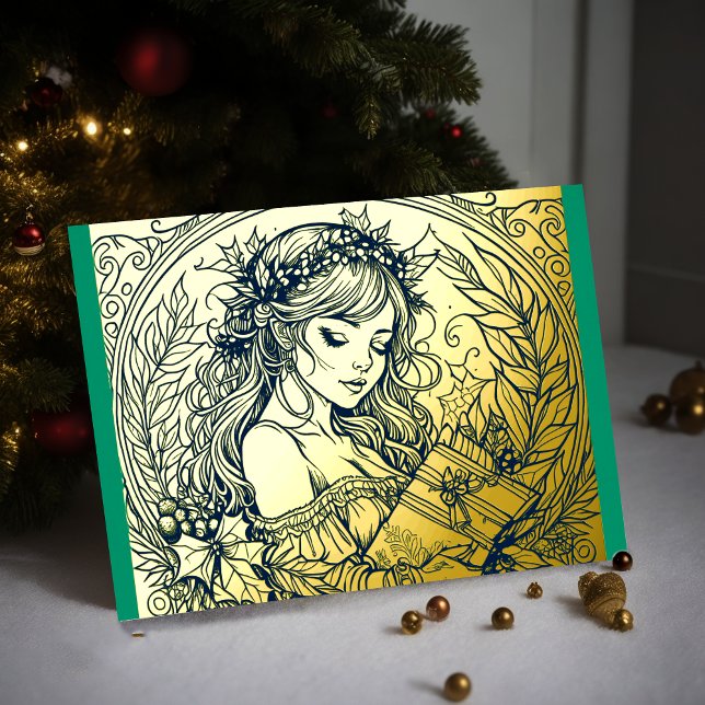 Carte De Vœux En Aluminium Tes couleurs Foil femme Noël (Créateur téléchargé)