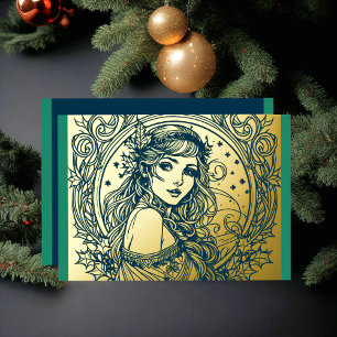 Carte De Vœux En Aluminium Tes couleurs Foil femme Noël