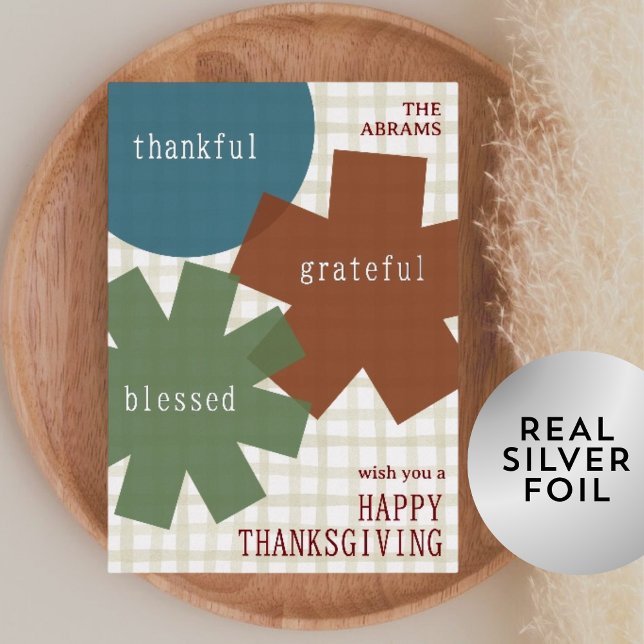 Carte De Vœux En Aluminium Thankful Grateful Blessed Earthy Cute Thanksgiving (Créateur téléchargé)