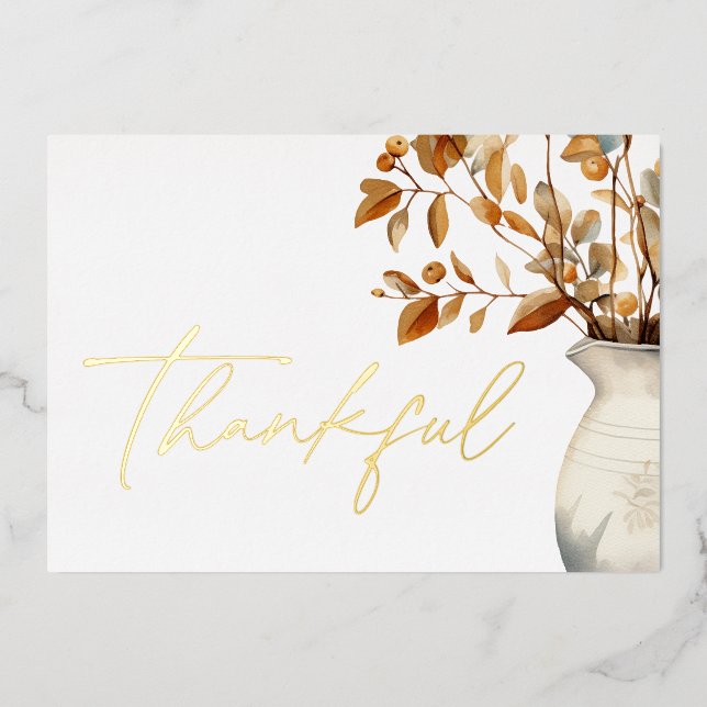 Carte De Vœux En Aluminium Thanksgiving Elegant Moderne Thankful (Recto)