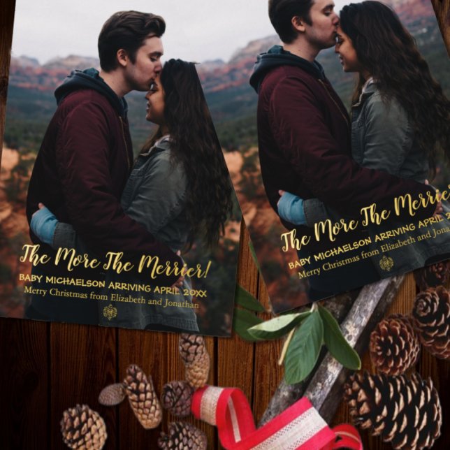 Carte De Vœux En Aluminium The More The Merrier Pregnancy (Créateur téléchargé)