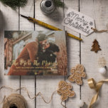 Carte De Vœux En Aluminium The More The Merrier Pregnancy<br><div class="desc">The more the merrier minimalist photo Christmas pregnancy announcement. Photo matriplate via Pixabay licensed under CC0 and must be replaced with your own photo</div>