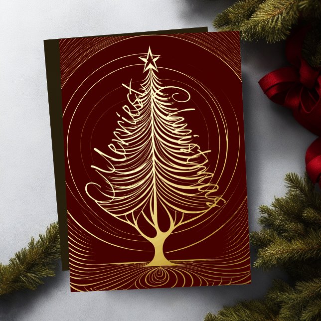 Carte De Vœux En Aluminium Thème Abstrait Arbre de Noël le plus joyeux (Créateur téléchargé)