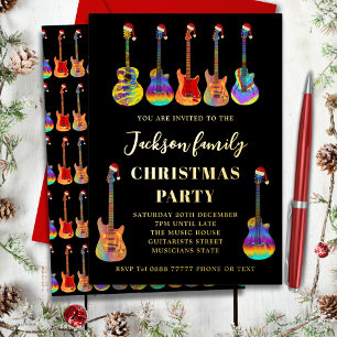 Carte De Vœux En Aluminium Thème musical Fête de Noël Noir Or
