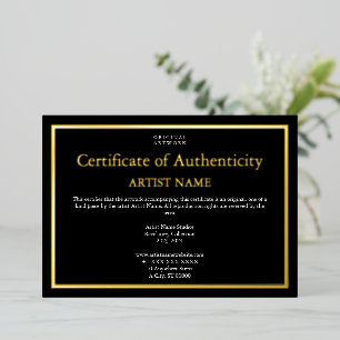 Carte De Vœux En Aluminium Thème sombre Gold Foil Certificat d'authenticité