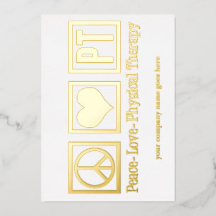 Carte De Vœux En Aluminium Thérapie physique de paix d'amour PT Or personnali