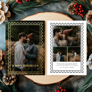 Carte De Vœux En Aluminium Timbre Joyeuses Fêtes photo de famille