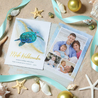 Carte De Vœux En Aluminium Tortue de mer Mele Kalikimaka 3 Photo