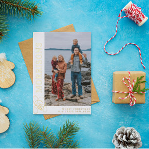 Carte De Vœux En Aluminium Tourbillonnant Nom De Famille Joyeux Noël Or
