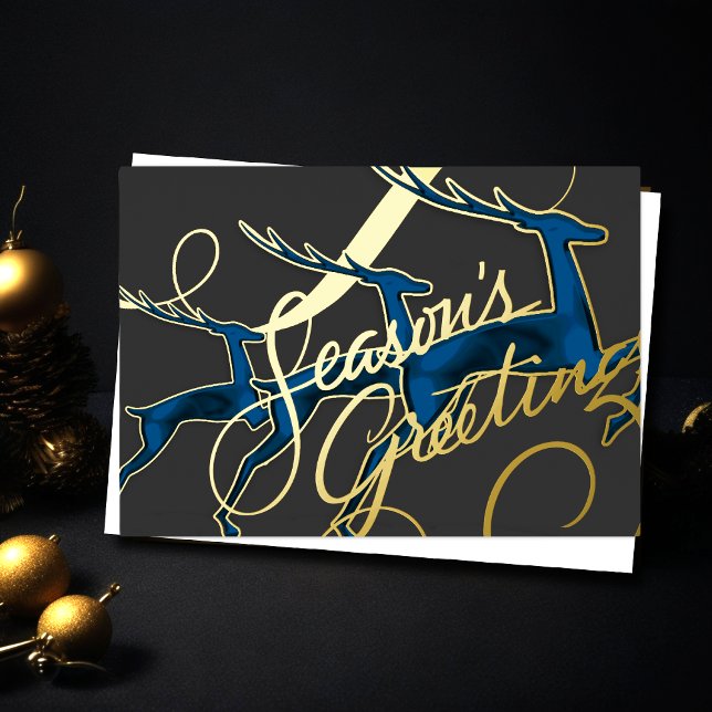 Carte De Vœux En Aluminium Trois Cerfs Sautants Gris Bleu (Créateur téléchargé)