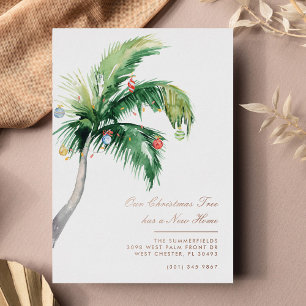 Carte De Vœux En Aluminium Tropical Christmas Palm Tropical Moving Rose Gold