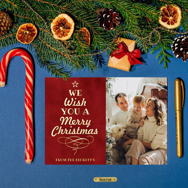 Carte De Vœux En Aluminium Typographie branchée Arbre de Noël Photo Real (Créateur téléchargé)
