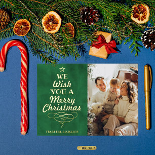 Carte De Vœux En Aluminium Typographie branchée Arbre de Noël Photo Real